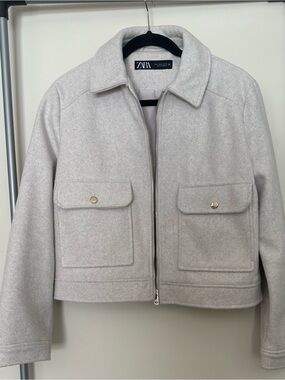 ZARA Cropped Wool-Blend Zip Jacket